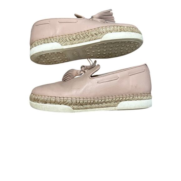 TOD'S Leather Tassel Espadrille Slip On Shoes Powder Pink Size 36.5 US 6.5 - Picture 4 of 9